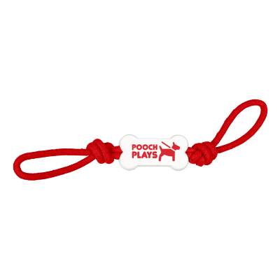 Pull and tug dog toy with custom imprint.