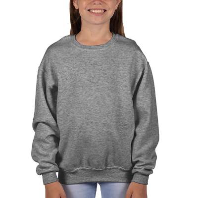 Blank oxford youth fleece crew sweatshirt.