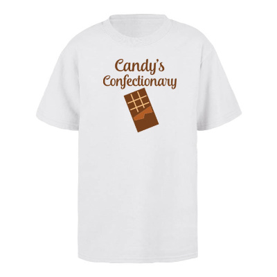 White youth full color personalized short sleeve shirt.