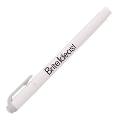 White plastic marker with a customized imprint.