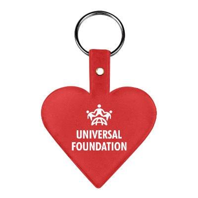 Poly vinyl chloride heart flexible keychain with custom imprint.