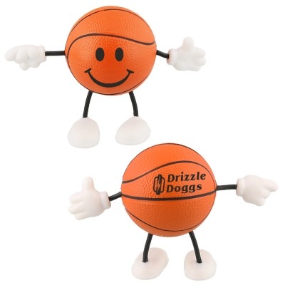 Orange foam stress ball with a custom logo.
