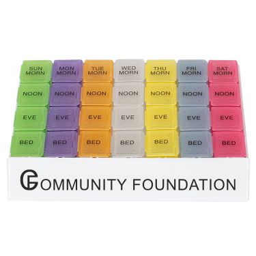 Plastic rainbow medicine tray branded with your logo.