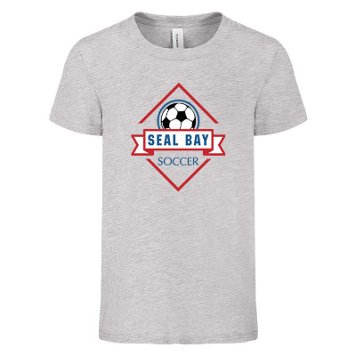 Athletic heather tee with custom full color logo.