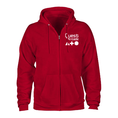 Personalized deep red full-zip sweatshirt with logo.