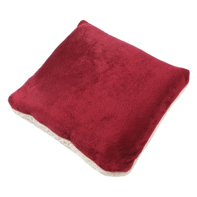 Red lambswool microsherpa throw blanket.