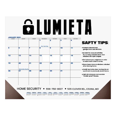 Classic calendar desk pad with custom one color logo.