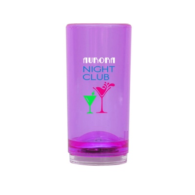 Arcylic yellow shooter glass with custom full-color imprint in 1.5 ounces.