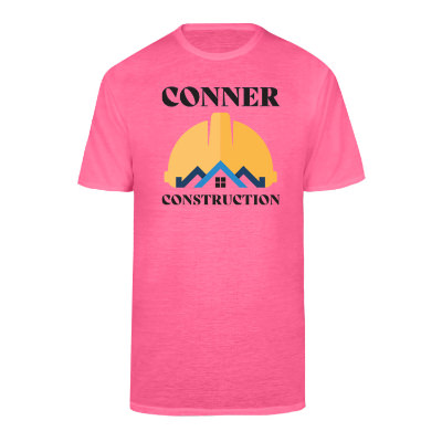 Custom adult safety pink performance t-shirt with full color logo.