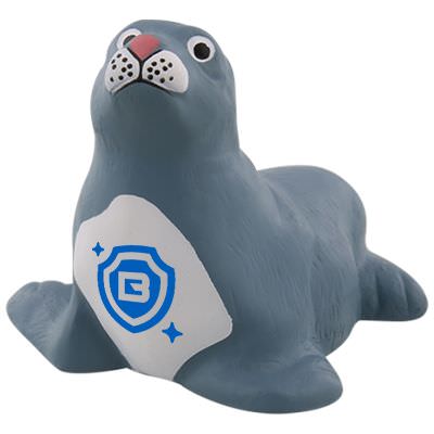 Foam sea lion stress reliever customized with logo.