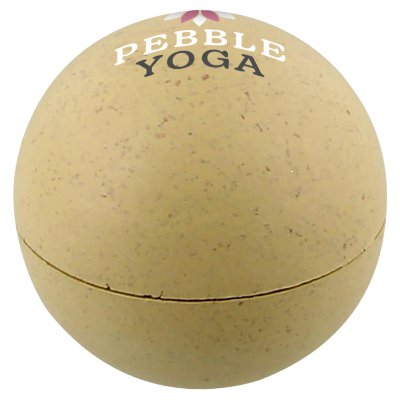 Natural plastic lip balm with a personalized imprint.