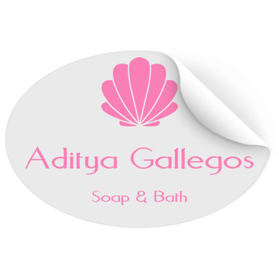 6x4 inch oval sticker with custom imprint.
