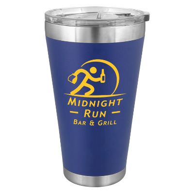 Navy Blue tumbler with custom imprint.