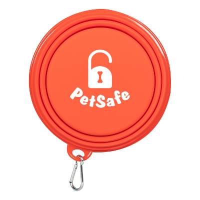 7 inch pet collapsi silicone bowl with promotional logo.