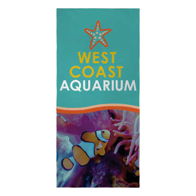 Velour beach towel with custom full color imprint.