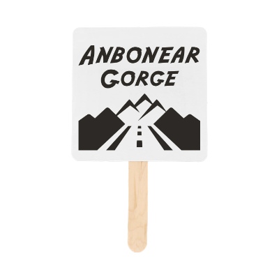 White paper hand fan with a personalized imprint