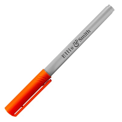 Custom branded gray barrel marker.