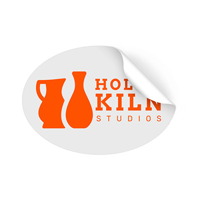 3x2 inch oval sticker with custom imprint.