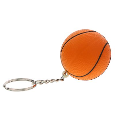 Foam basketball stress ball key ring blank.