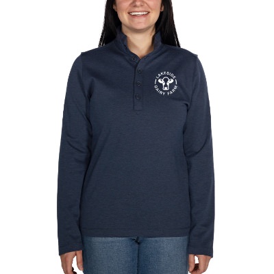 Ladies blue custom imprinted pullover.