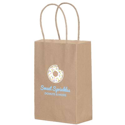 Kraft paper bag with full-color logo.