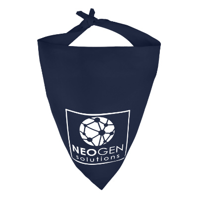 Blue bandana with custom logo.