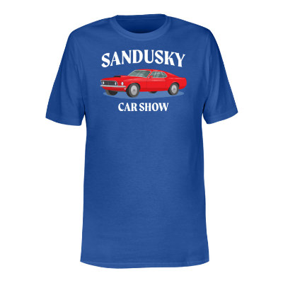 True royal custom mens t-shirt with full color logo.