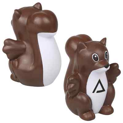 Foam happy squirrel stress ball with custom imprint.