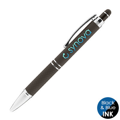 Branded full-color metal pen with stylus.