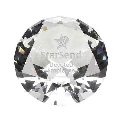 Glass award with custom laser engraved imprint.