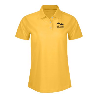 Gold polo with custom imprint.