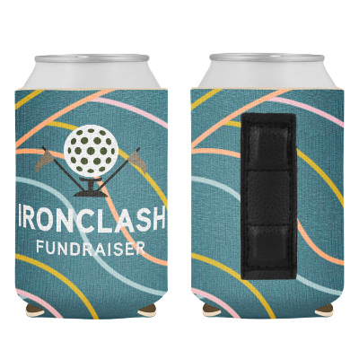 Lined can cooler with custom full color imprint.