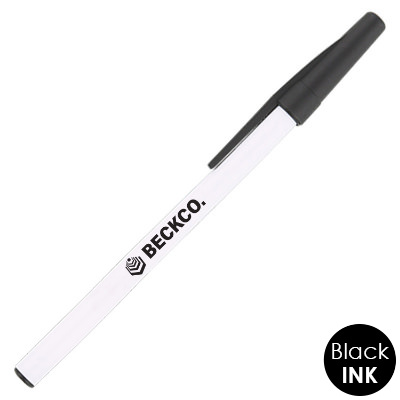 Color-capped pens with custom logo.