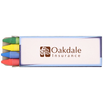 Cardboard 4 pack sheriff crayons with branded logo.