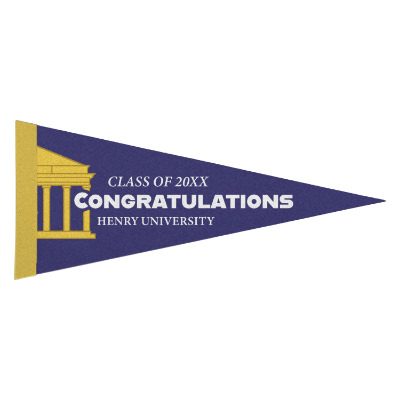 White felt pennant flag with a custom imprint.
