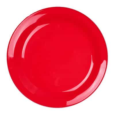 Blank plastic red flying disc.