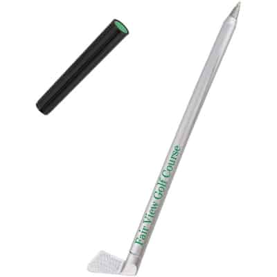 Plastic hole-in-one golf club pen.