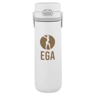 White stainless steel bottle with custom imprint.