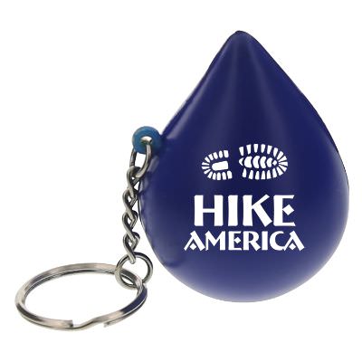 Foam droplet stress ball key ring with imprinted brand.