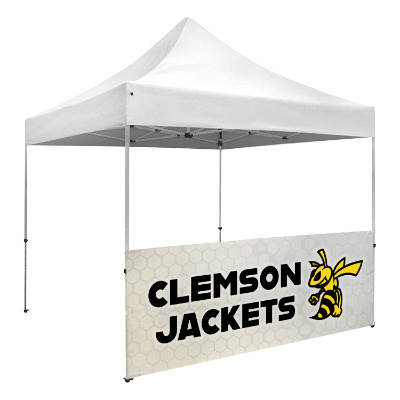 Full-color 10-ft. tent half wall with custom imprint.