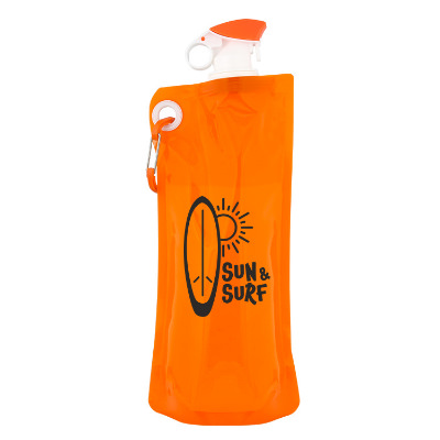 Orange drink pouch with custom logo.