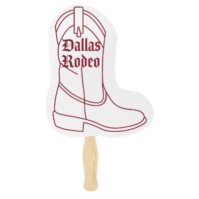 White paper hand fan with a personalized imprint
