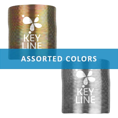 Assorted metal spring with a branded logo.