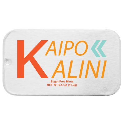 Silver branded full color slider mint tin.