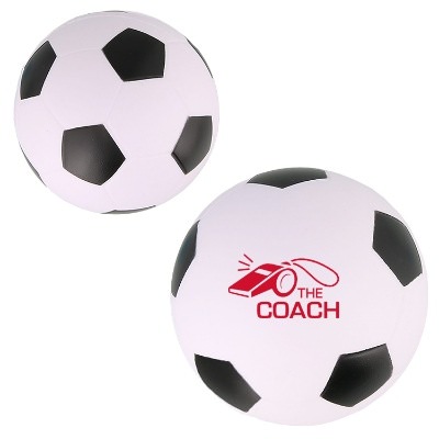 White foam stress ball with a custom logo.