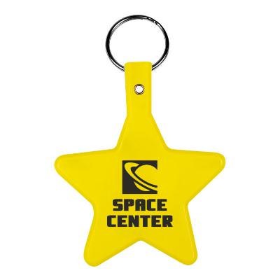 Poly vinyl chloride star flexble keychain with custom imprint.
