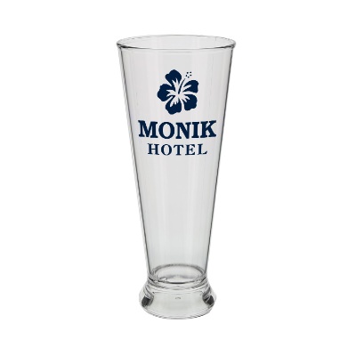 Acrylic clear beer glass with custom logo in 16 ounces.