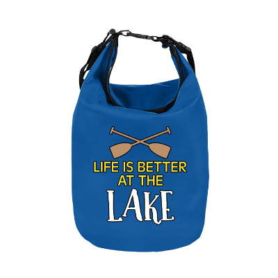 Royal nylon bag with custom full-color logo.