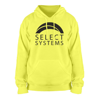 Safety green customized hooded sweatshirt.