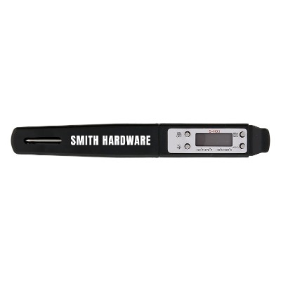 Food grade stainless steel food thermometer with one color promotional imprint.